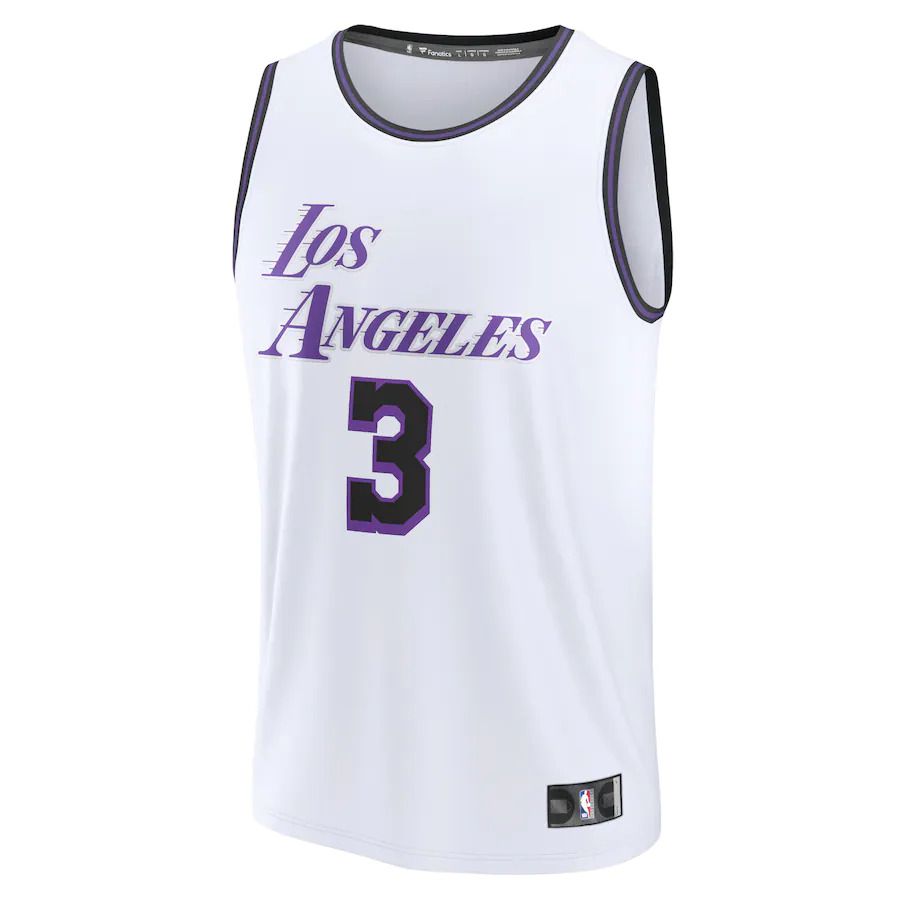 Men Los Angeles Lakers #3 Anthony Davis Fanatics Branded White City Edition 2022-23 Fastbreak NBA Jersey->los angeles lakers->NBA Jersey